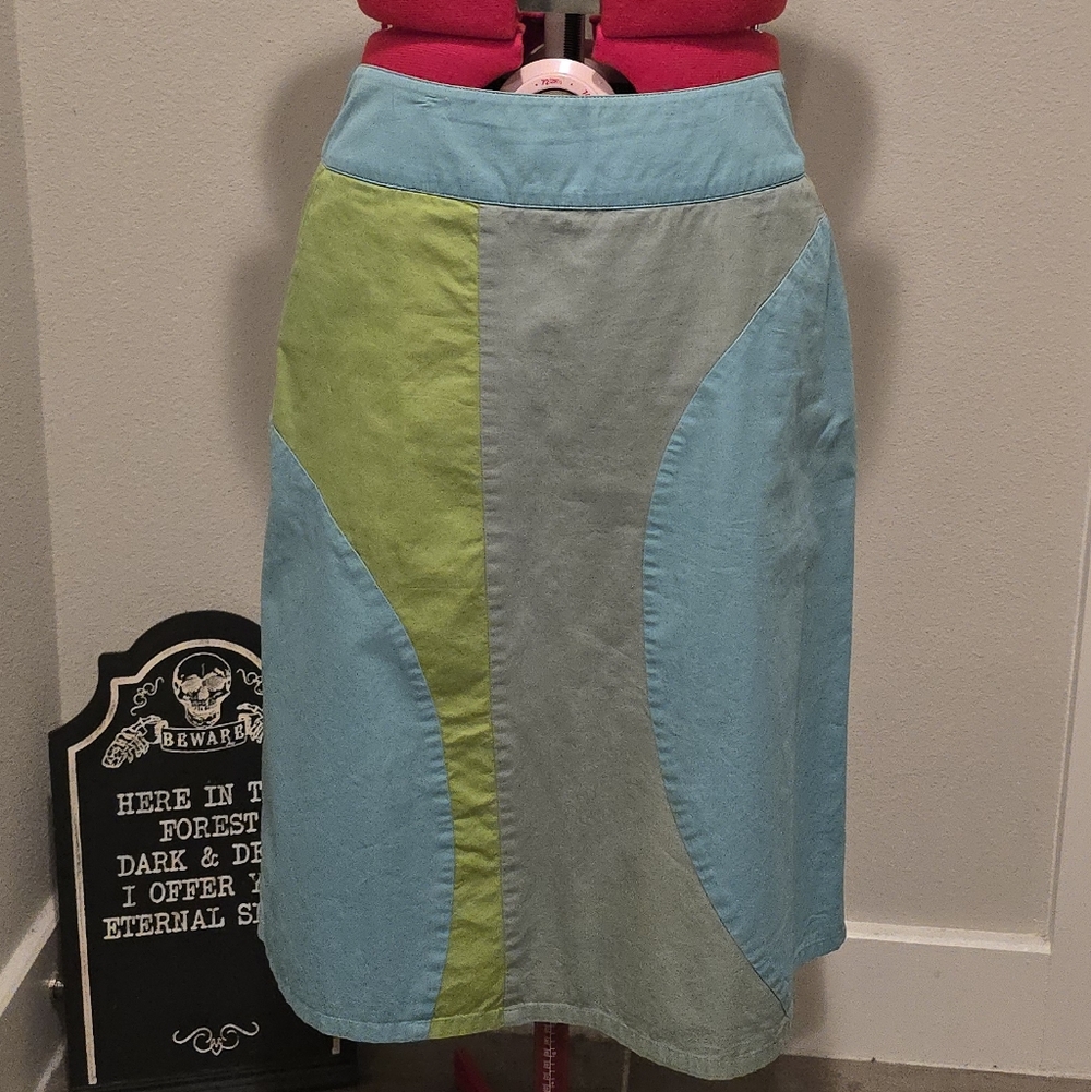 Boden A-Line Skirt - Light Blue and Green